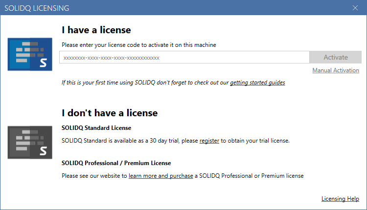 Licensing Screen